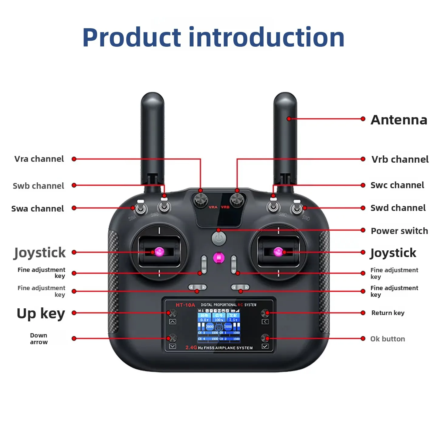 HT-10A model aircraft remote control 10 ten channels intelligent car ship drone ROS robot HT-8A
