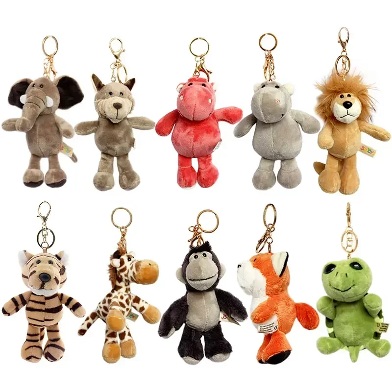 Cute Cartoon Animal Plush Keychain Elephant Turtle Lion Wolf Hippopotamus Koala Raccoon Tiger Cat Deer Bear Plush Soft Toy Girl