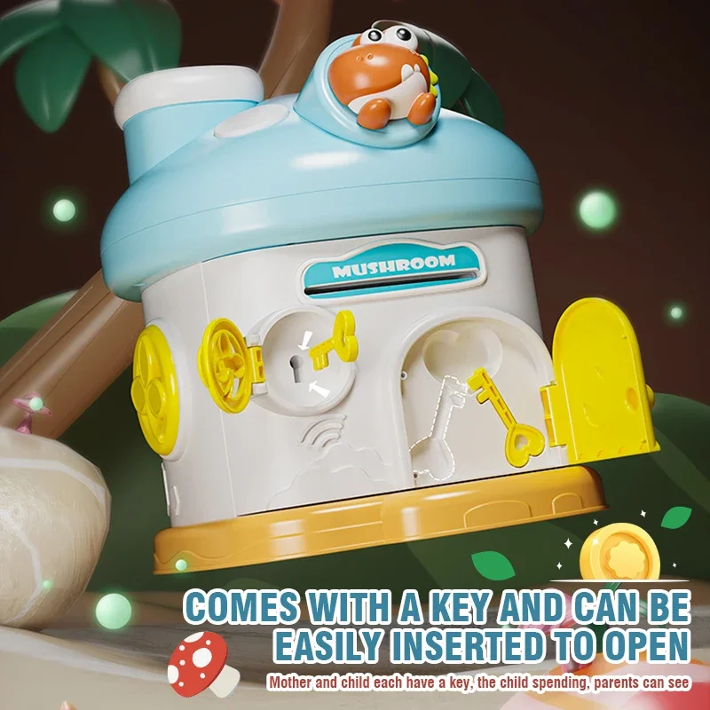 Paddestoel Huis Spaarpot Sleutelslot Spaarpot Geldopslag Leuke Grote Capaciteit Fantasiespel Speelgoed Kinderen Kerstcadeaus