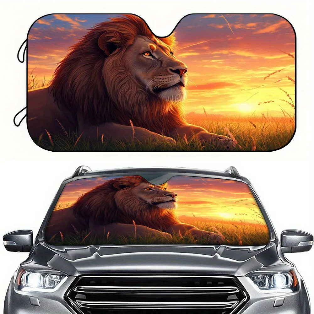 

1 шт. автомобильный солнцезащитный козырек, лобовое стекло с принтом «Лев на прериях» высокой четкости для седанов и внедорожников, украшение для автофургонов, солнцезащитные козырьки Fo