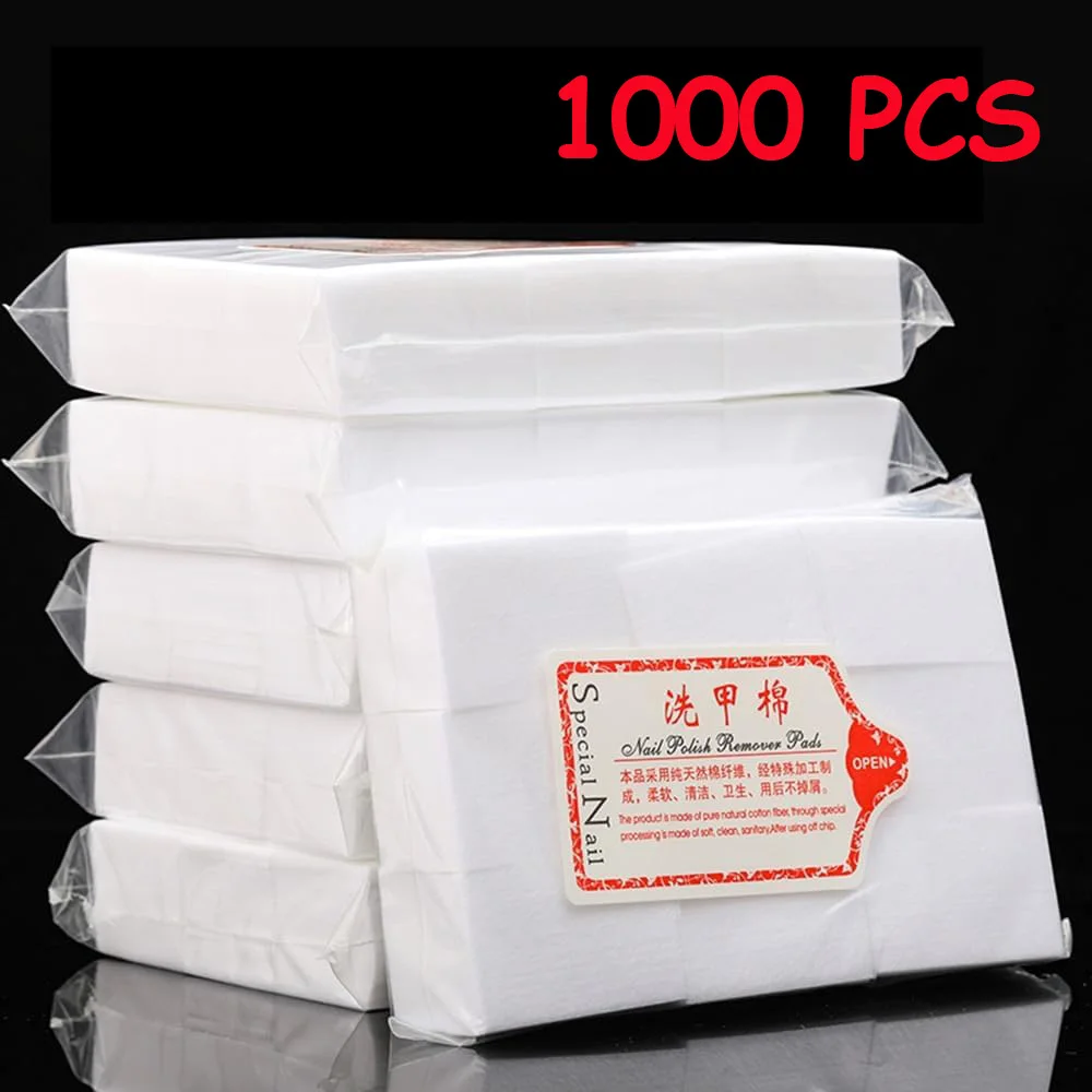 Professional 100% Cotton Nail Art Removal Wipes Paper Pad 1000/600/500/300/200/180/100Pcs Gel Polish Remover Nail Cleaning Tools