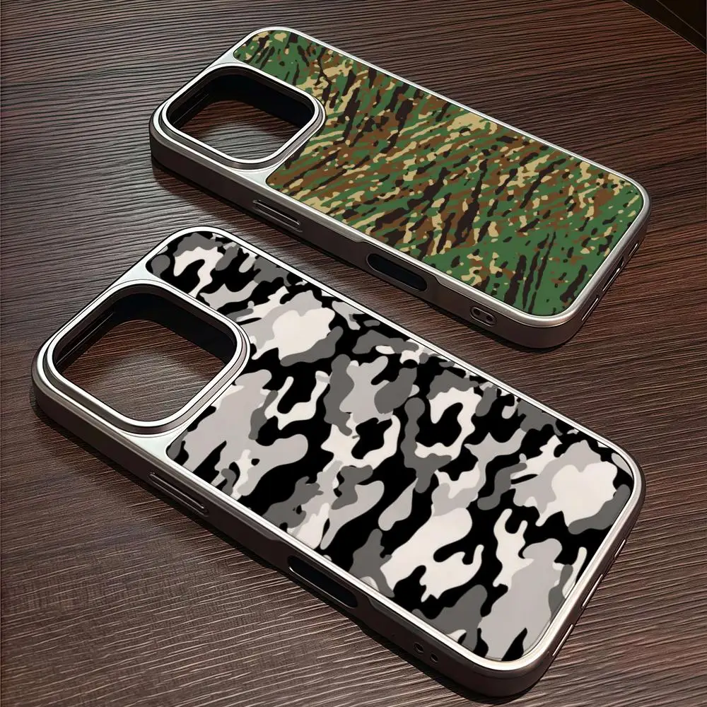 

Camouflage Camo Phone Case For iPhone 16 15 14 13 12 11 Pro Max Plus HD Magsafe Metal Frame Carbon Fiber Hard Shell