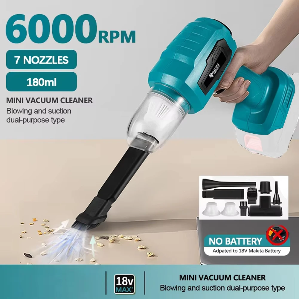 120W Electric Goddess Mini Brushed Cordless Vacuum Cleaner 6000rpm Multifunction Home DIY For Makita 18V Battery