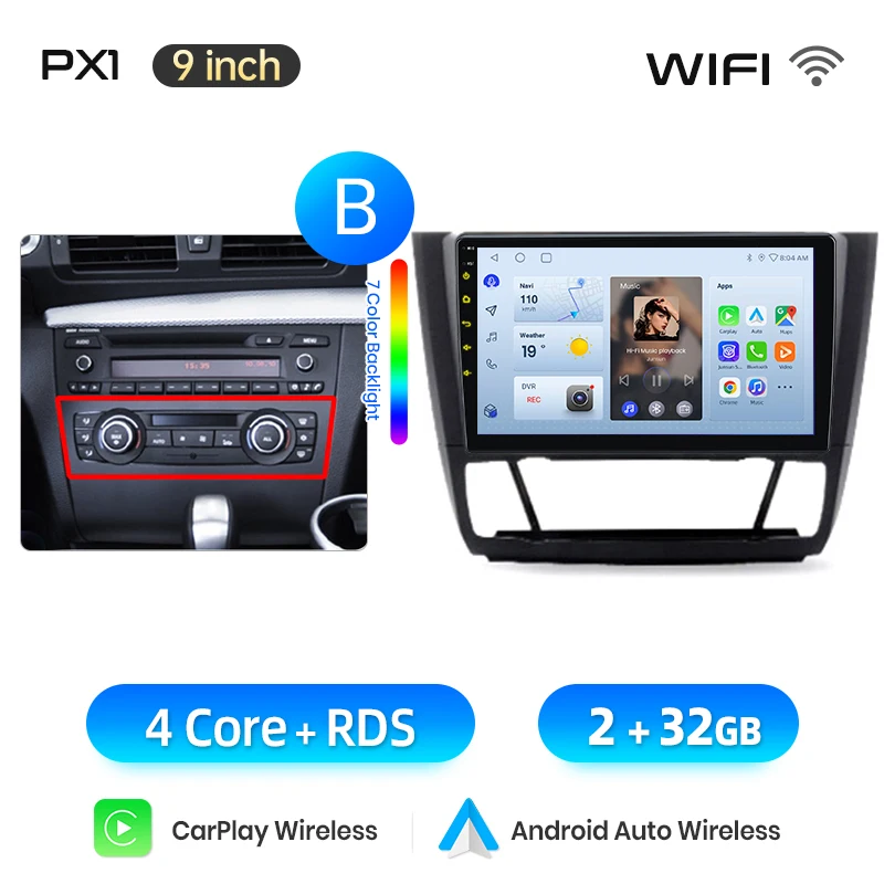 AWESAFE Draadloze CarPlay Android Auto Radio voor BMW 1-serie E87 E81 E82 E88 2004-2011 Plug & Play FM BT RDS DSP GPS Multimedia