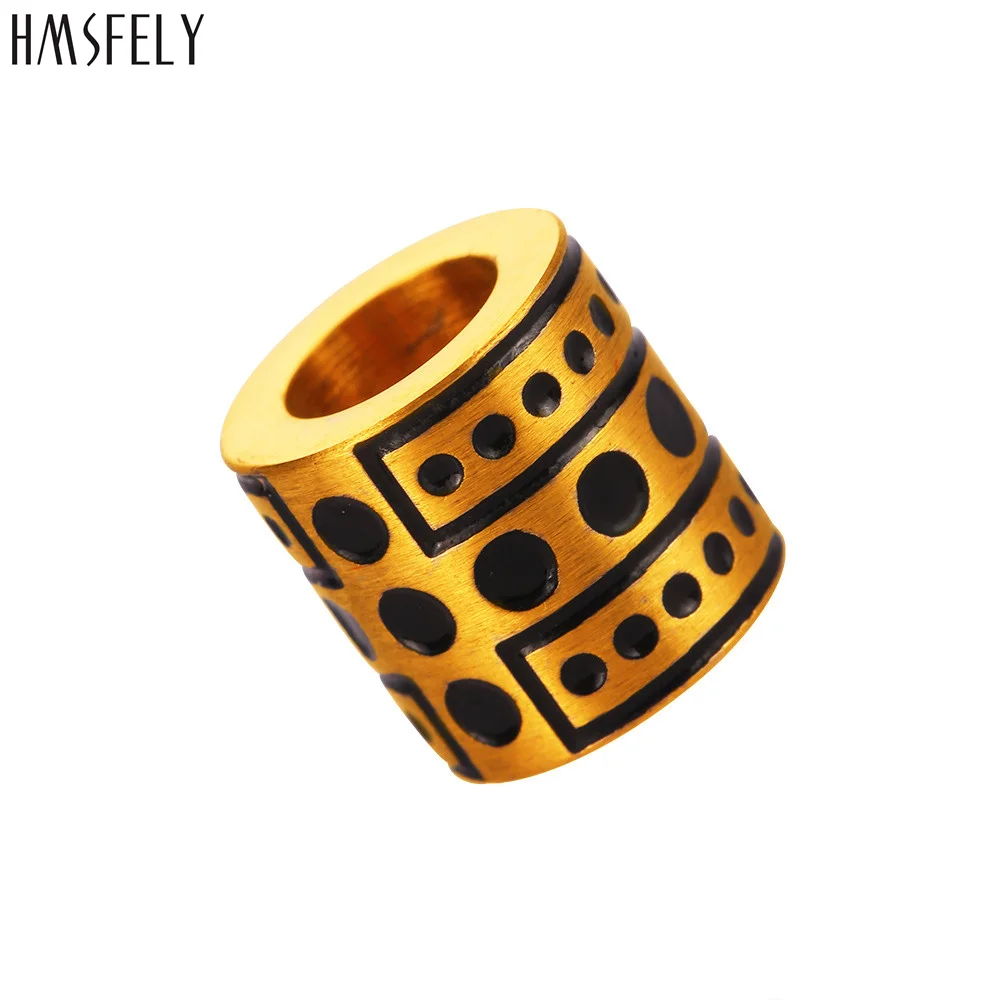 

HMSFELY Stainless Steel 6mm 8mm Hole round dot Beads Accessories For Men Leather Bracelet Making Findings Tube Blue Bead