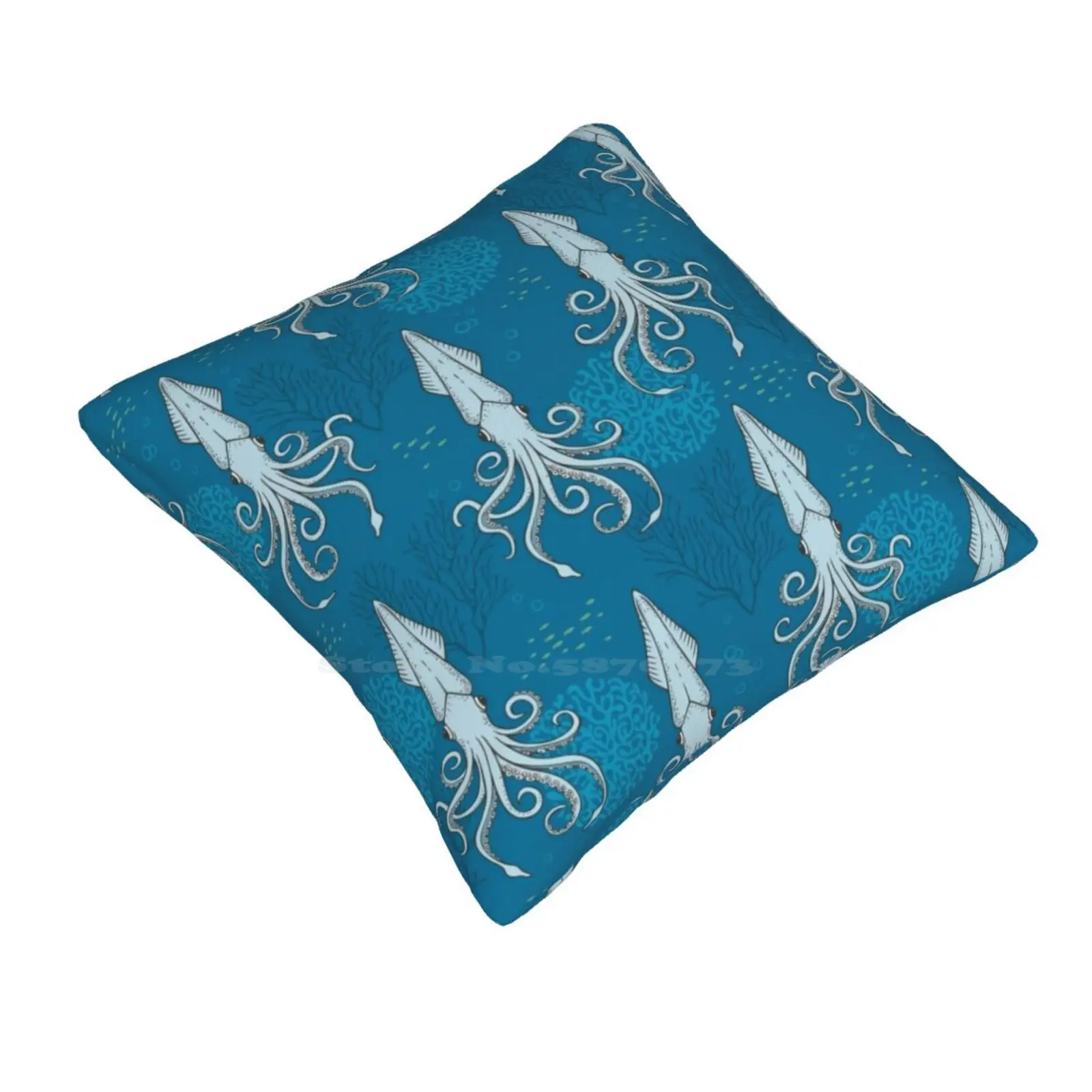 Deep Under The Sea Blue Octopus Bedroom Office Hug Pillowcase Inkfish Nautilus Squids Tentacle Octopus Ocean Life Tropical