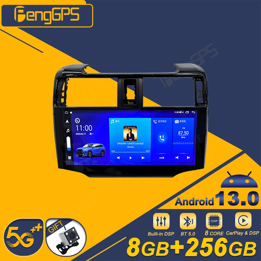 

12,3-дюймовый автомобильный радиоприемник CarPlay Android 13 для Toyota 4Runner 2010-2022, мультимедийный плеер с сенсорным экраном, GPS-навигация, головное устройство DSP