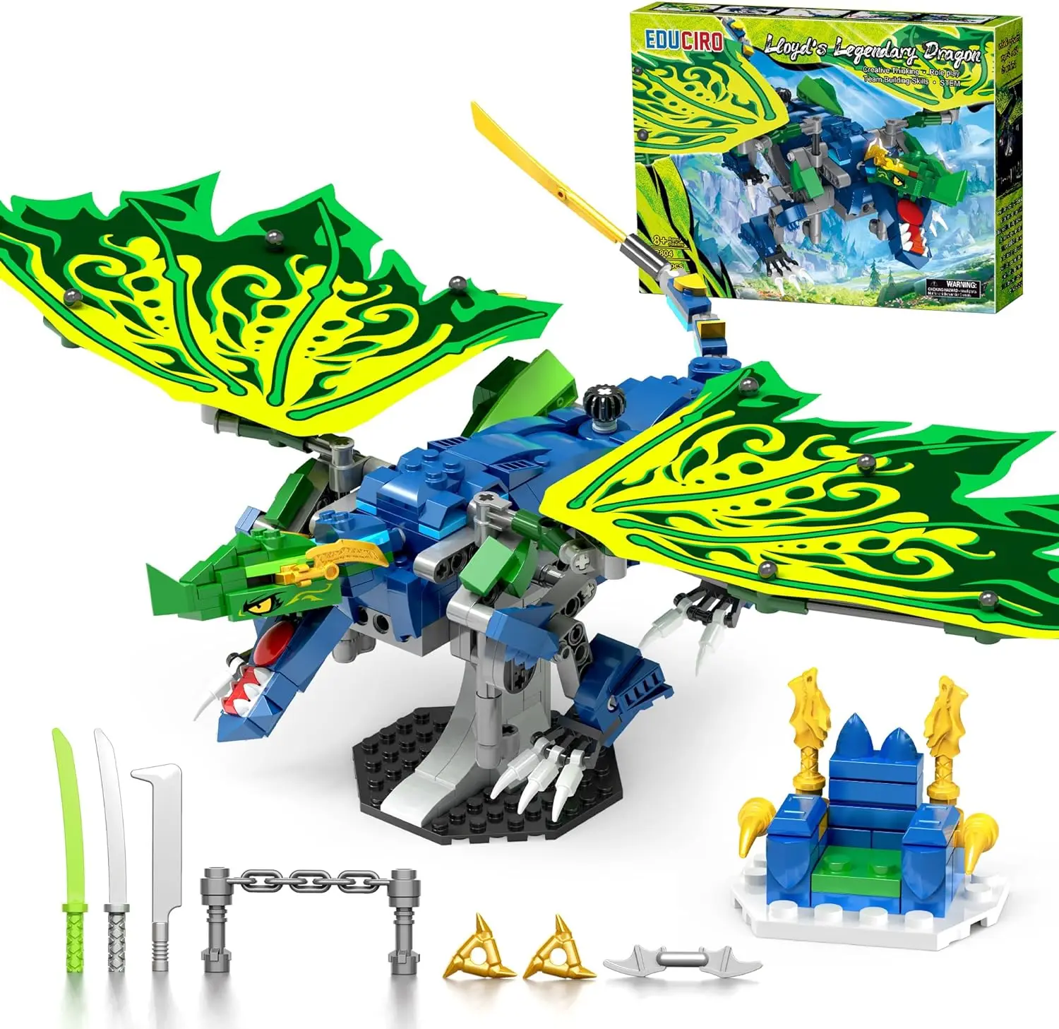 Dragon Building Sets, Ninja Legendary Dragon Toys for Kids, Building Toys with Wings, Weapons, Gifts for Boys and Girls