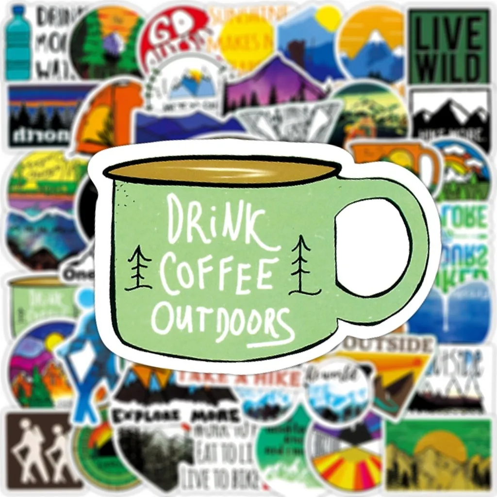 Summer Camp‑themed Waterproof Sticker Set 50 Sheets Outdoor Adventure Graffiti Decals For Luggage Notebook Giajar Sticker Store