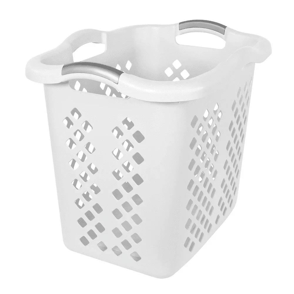 2 Bushel Plastic Laundry Basket Hamper with 4 Handles Breathable Ventilation Durable Versatile Laundry Toys Sports Equipment