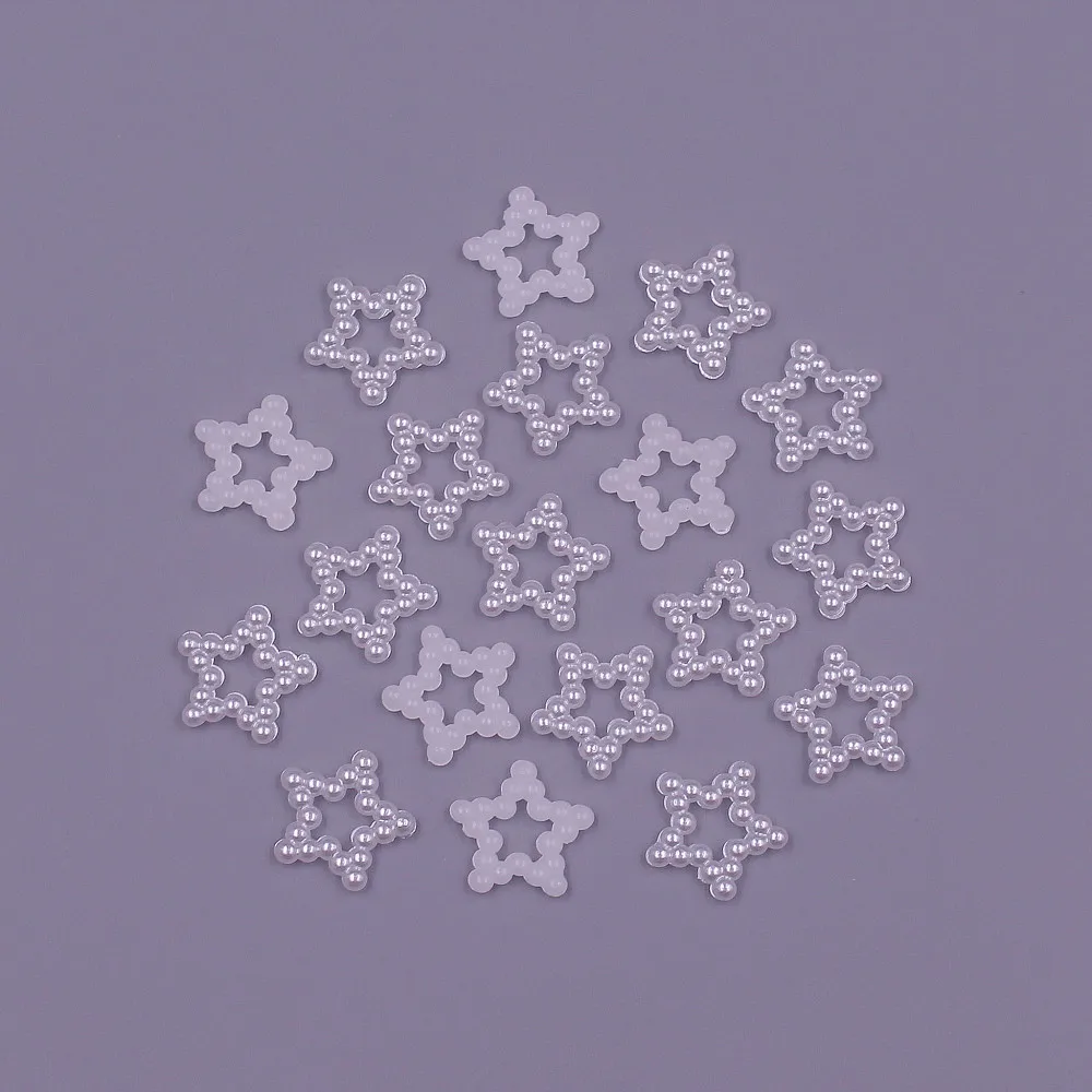 Cuentas sueltas en forma de estrella, 100 piezas, ABS, perlas de imitación, parte trasera plana, bricolaje, joyería, decoración de álbum de recortes, 12MM