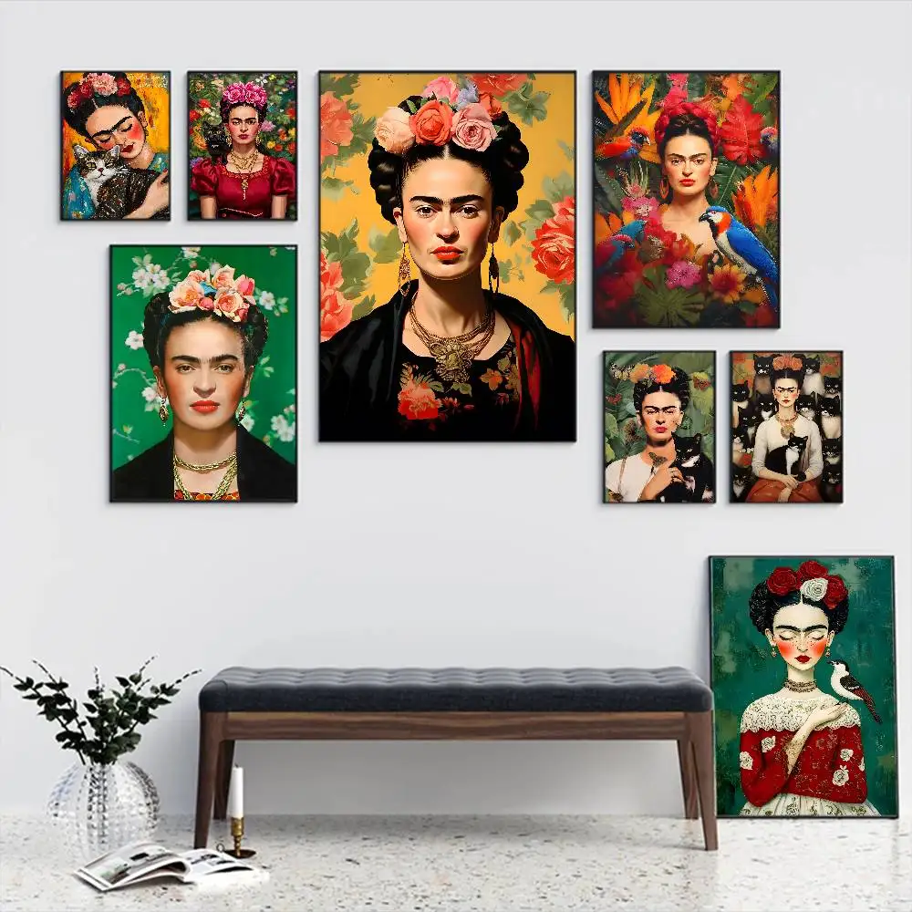F-Frida K-Kahlo Anime Posters Sticky Whitepaper Prints Posters Artwork Kawaii Room Decor