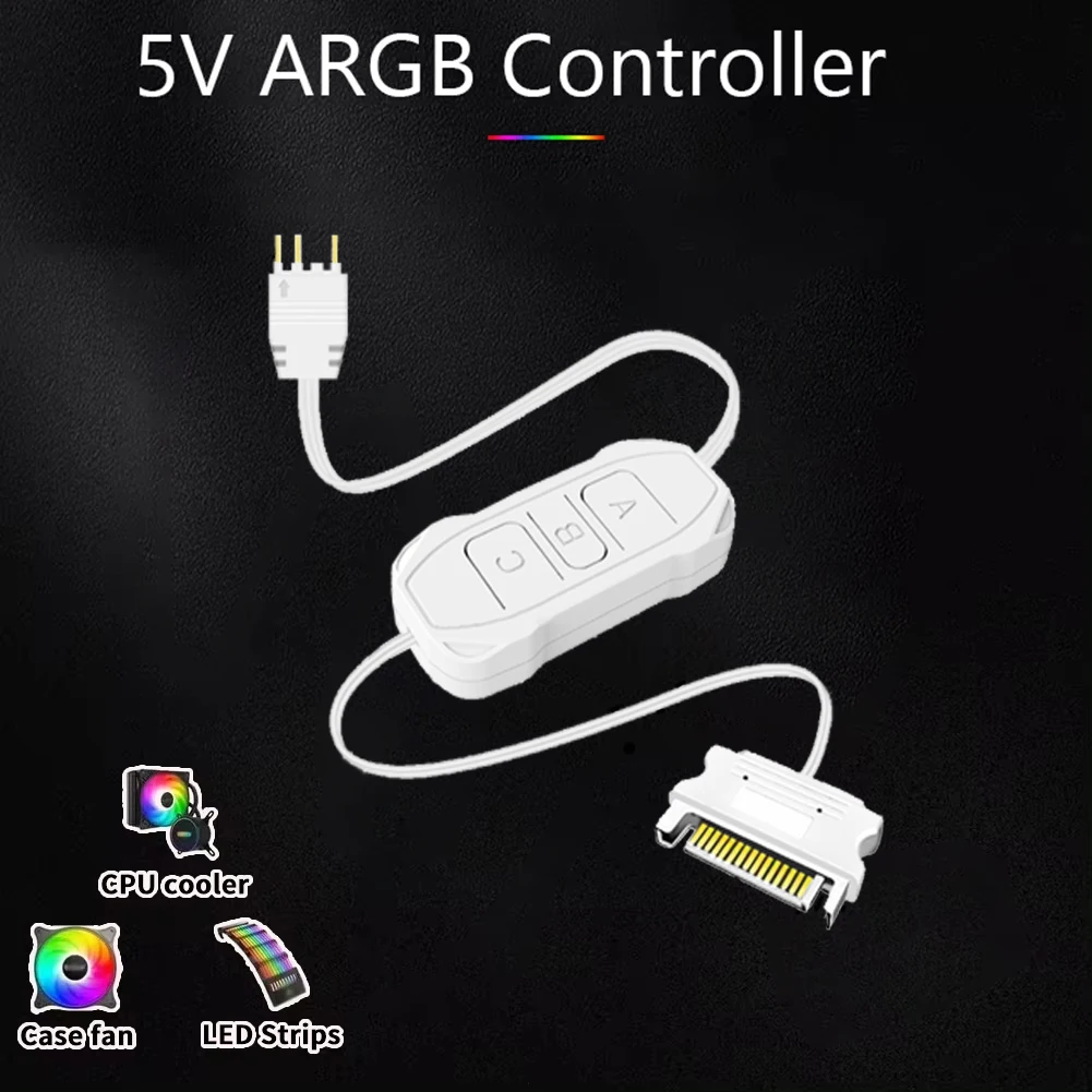 Aura RGB Controller com controle remoto, plástico SATA Power Supply, Light Strip, 5V, 3Pin