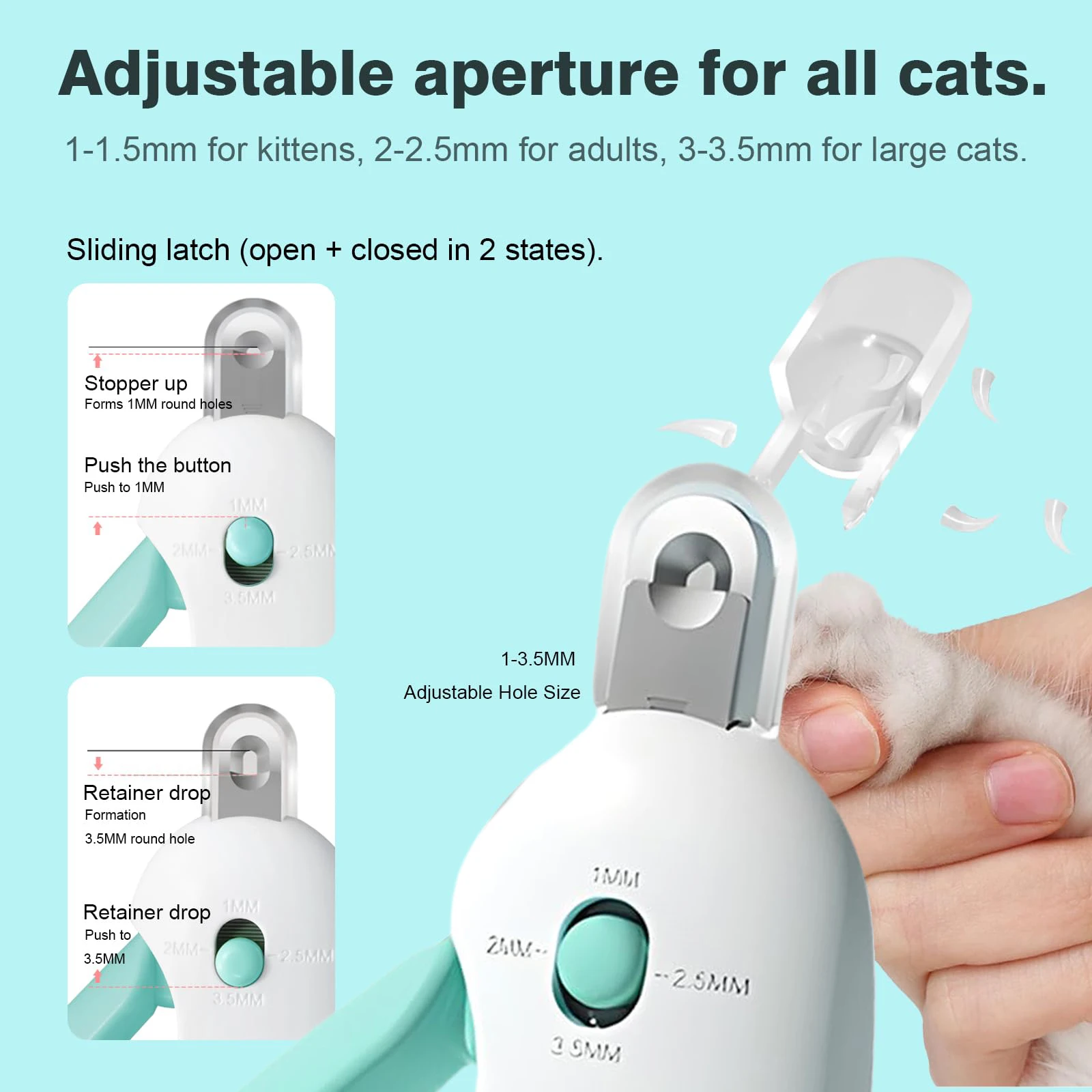 Cat Nail Clippers with Adjustable Hole Professional Cat Dog Nail Clipper Cutter Pet Claw Trimmer Puppy Kitten Care Grooming Tool