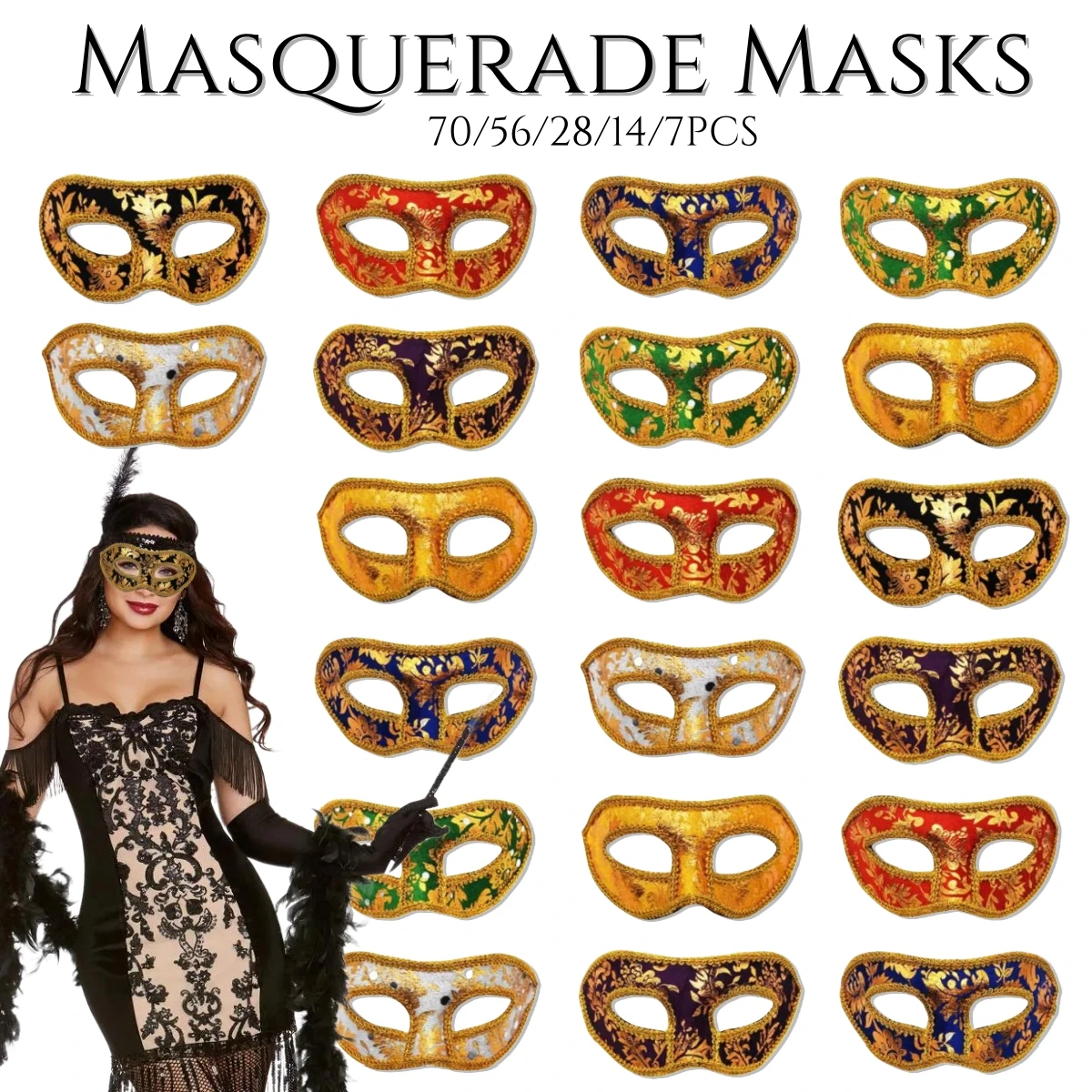 7-70Pcs Masquerade Mask Mardi Gras Masks Vintage Antique Mask Creative Jazz Mask 7 colours Venice Mask For Party Club Cosplay