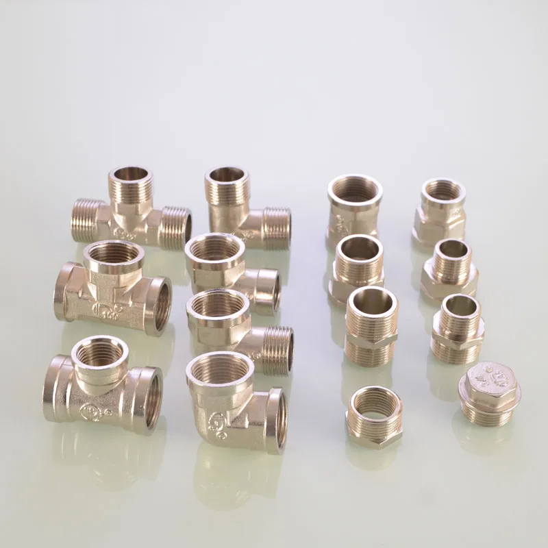 

3/4" Female Male Thread Live Joint Tee Reducing Straight Elbow Y Type Pipe Fittings | Copper Plated | for Hydraulic/Gas Systems