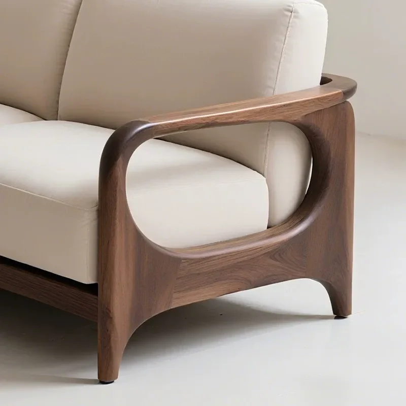 New Simple Style North American Black Walnut Living Room Sofa Office Reception Negotiation Solid Wood Sofa Long Straight Row