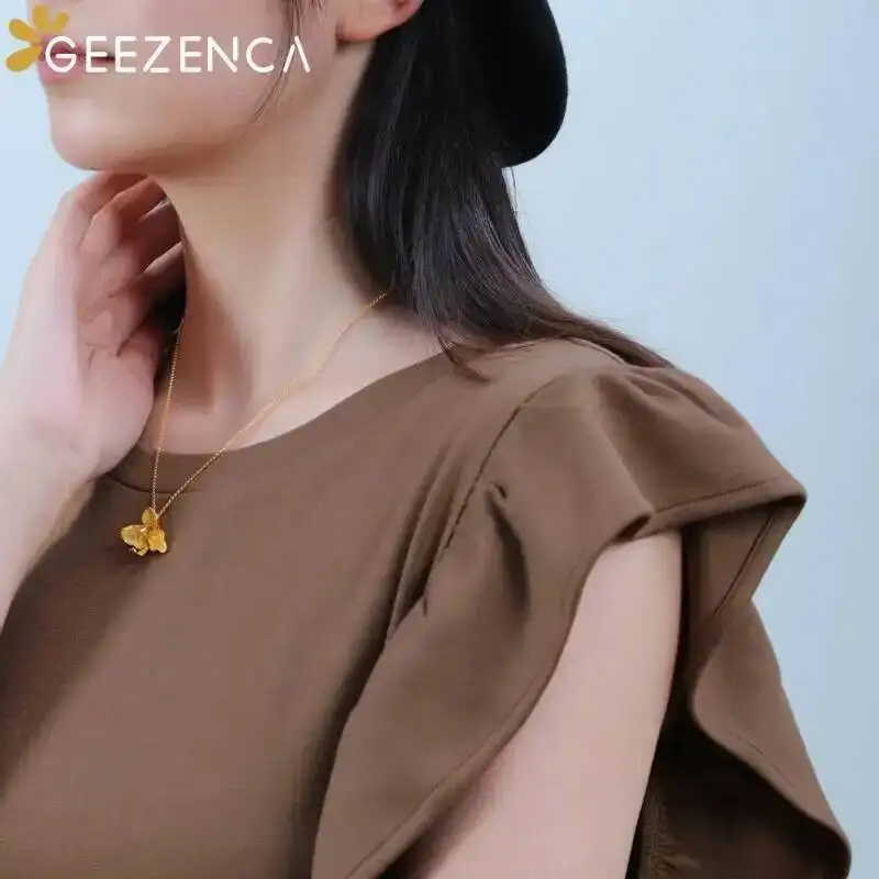 GEEZENCA 925 Sterling Silver Phalaenopsis Flower Pendant For Women 3D Plant Elegant Chic Necklace Pendants Without Chain Gift