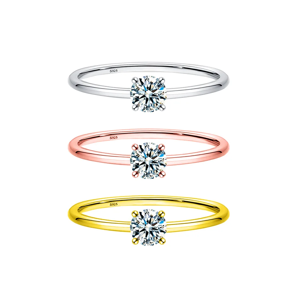 

S925 Silver 0.25ct 3.75mm Round Four-Prong Moissanite Ring | Minimalist & Versatile Jewelry