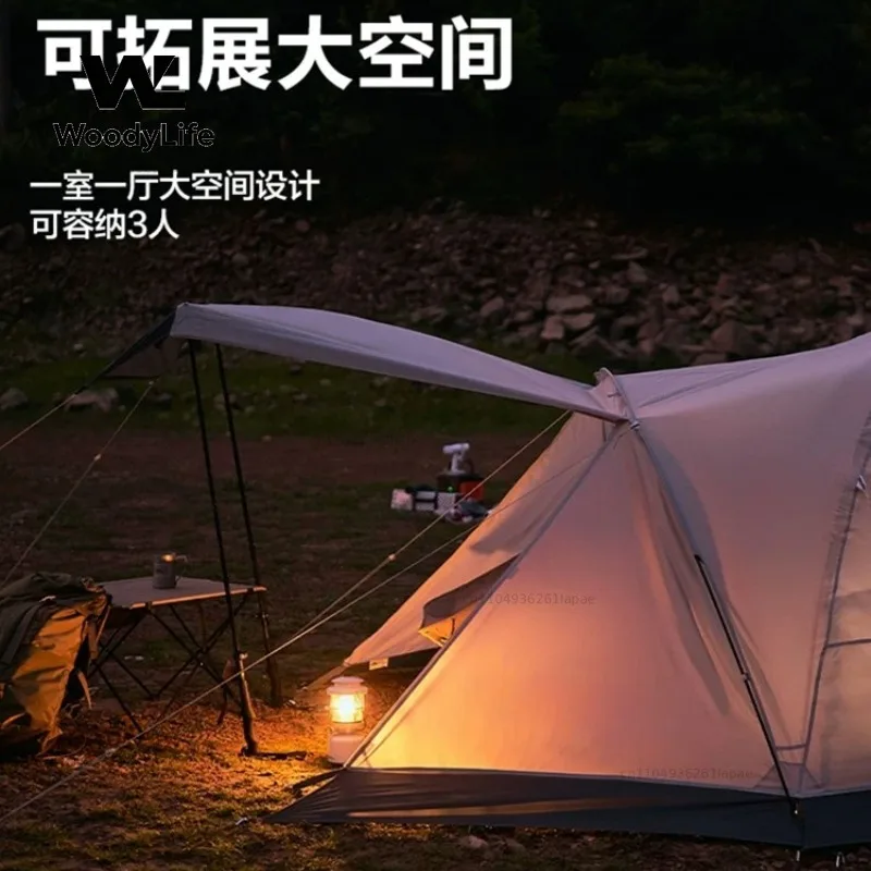 Camping Cold Mountain Air Front Hall Version Tent Outdoor Rainstorm Protection Folding Portable Camping Camping Against Gale