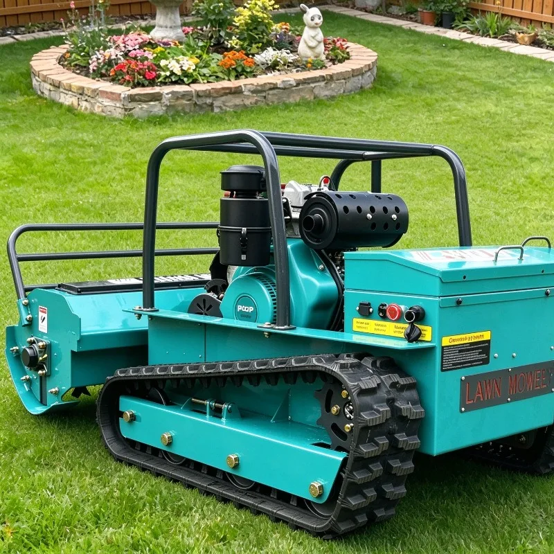 All-Terrain Remote Control Crawler Lawn Mower diesel Grass Cutter for Orchard Field Slope, Heavy Duty Tracked RC Mower
