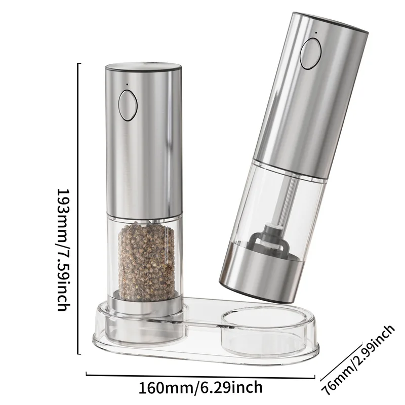 Electric Pepper Grinder Automatic Salt Pepper Grinder Spice Shakers Spice Mill With LED Light Pepper Powder Grinder kitchen Tool