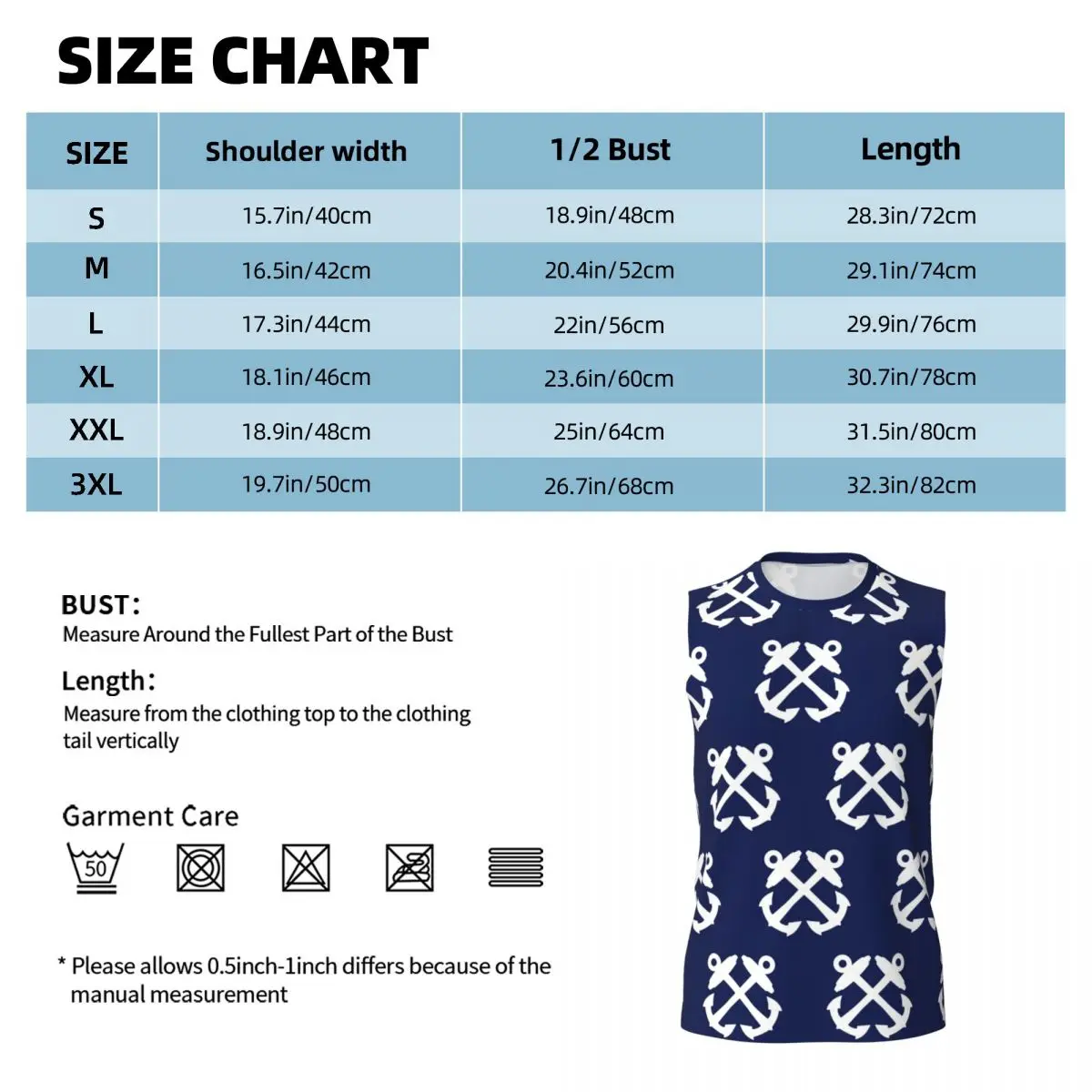 Boatswains Mate Crossed Anchors - White Men Printed Sleeveless T-shirt Casual Hip Hop Street Style Beach Holiday Tank Tops