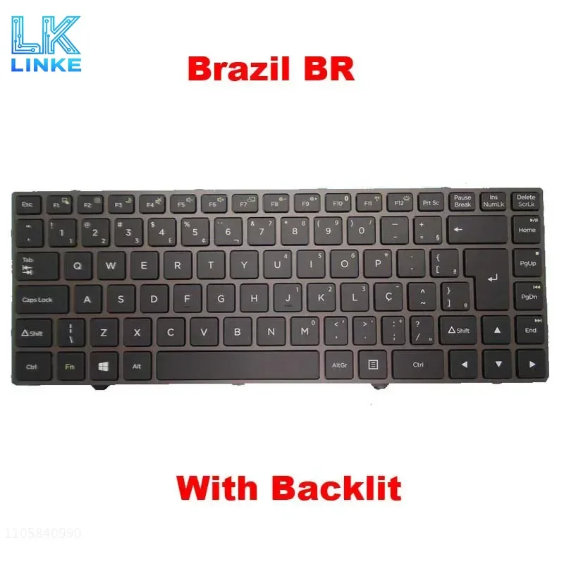 JY Laptop Backlit BR Keyboard For Positivo Master N6140 N6240 N8240 Brazil BR Black With Gray Frame New