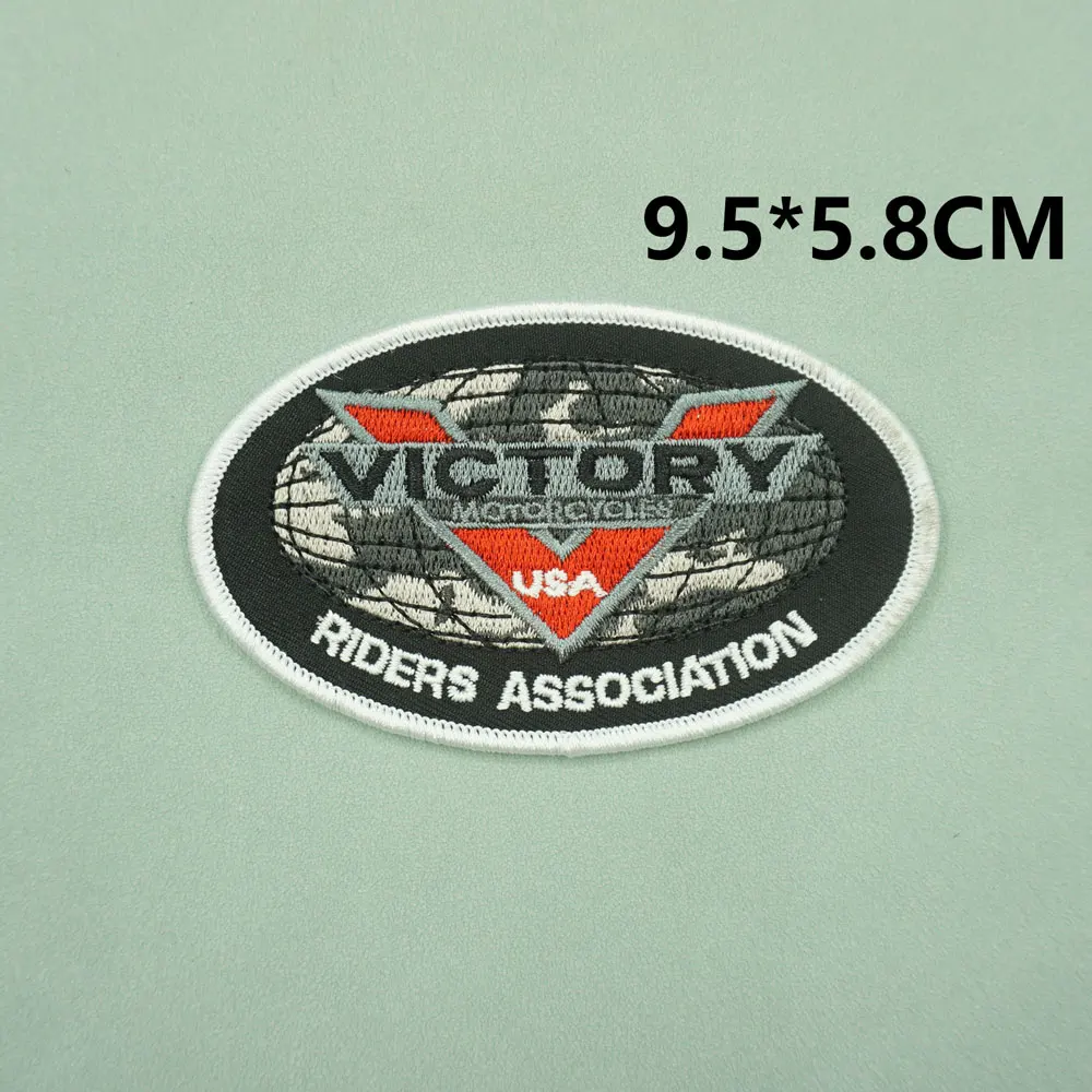 VICTIRY Motorcycle brand logo embroidered patches with sew on and hook backing