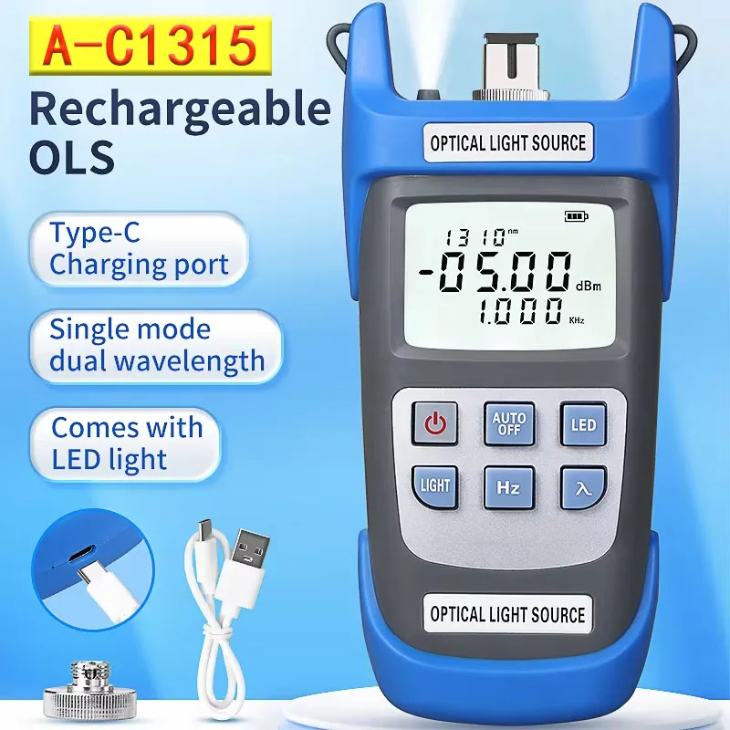 COMPTYCO A-C1315 Rechargeable Optical Light Source 2.5MM Interface Fiber Optic Testing Tool Single Mode(SM) 1310/1550nm OLS