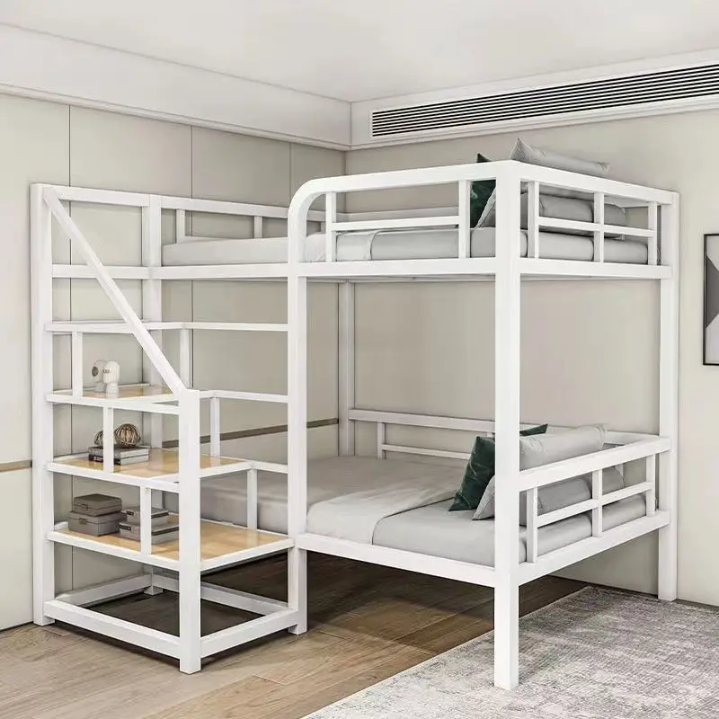 Loft Children\'s High and Low Bunk Beds Household Adult Iron Bed Upper and Lower Elevated Bed Small Apartment