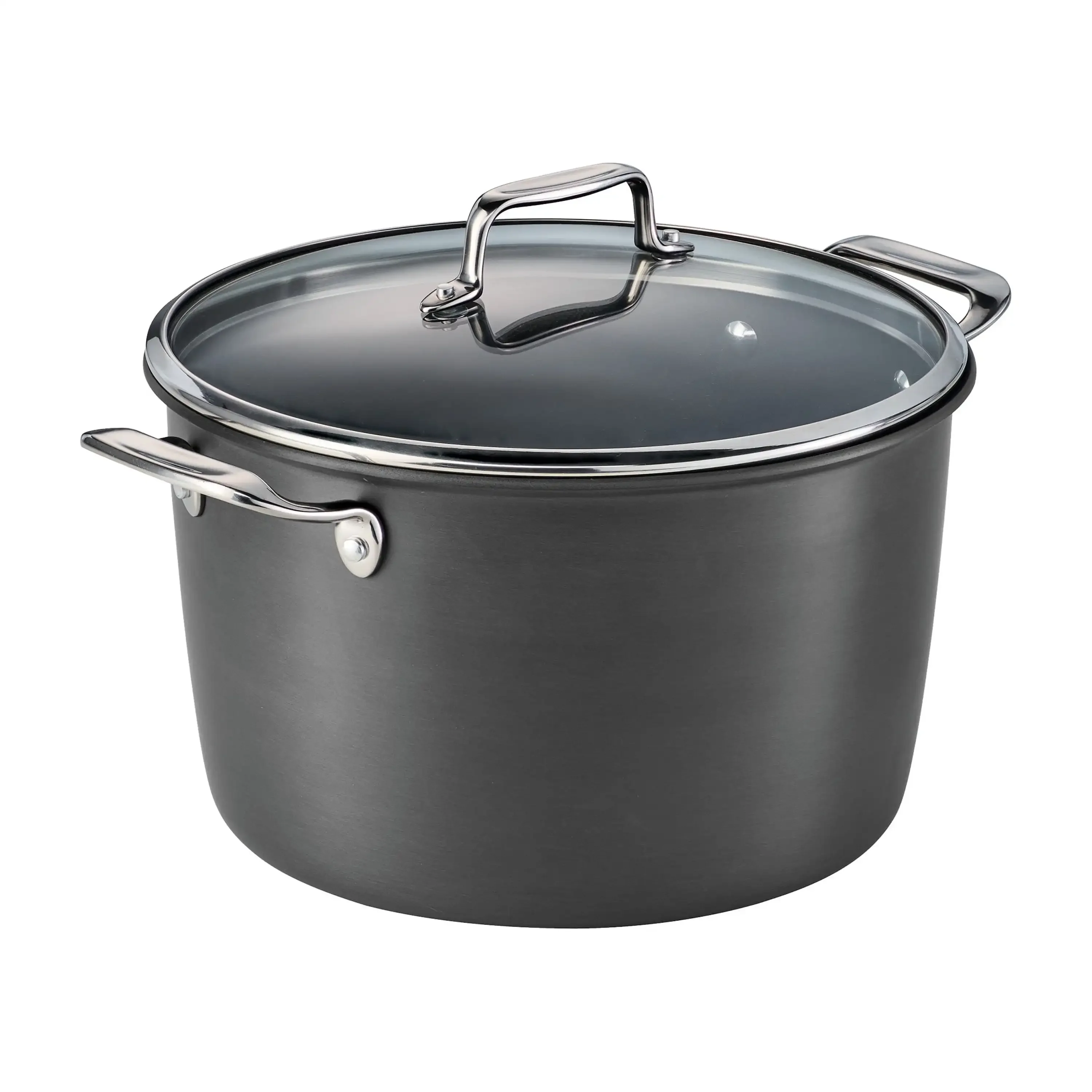 

8 Quart Hard Anodized Nonstick Stock Pot, Aluminum Cooking Pot with Lid, Even Heat, For Soups, Stews, Pasta, Large Gatherings