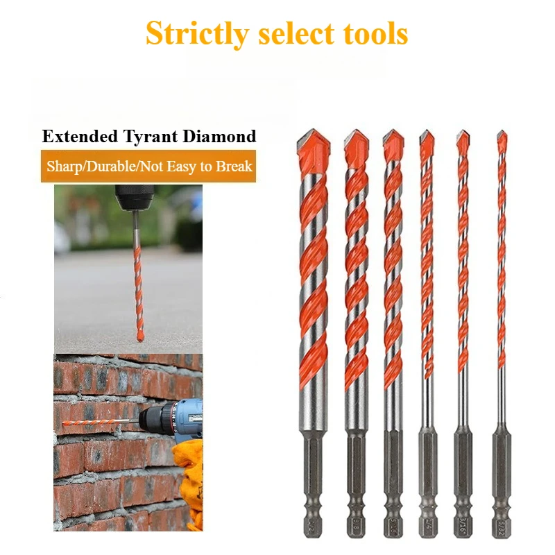 Hexagonal handle extended overlord drill, concrete cement marble electric drill, drilling triangular swivel overlord drill