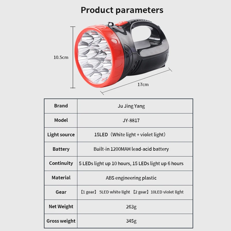 15LED Scorpion Lamp Rechargeable Purple Searchlight UV Torch Led Strong Light Flashlight