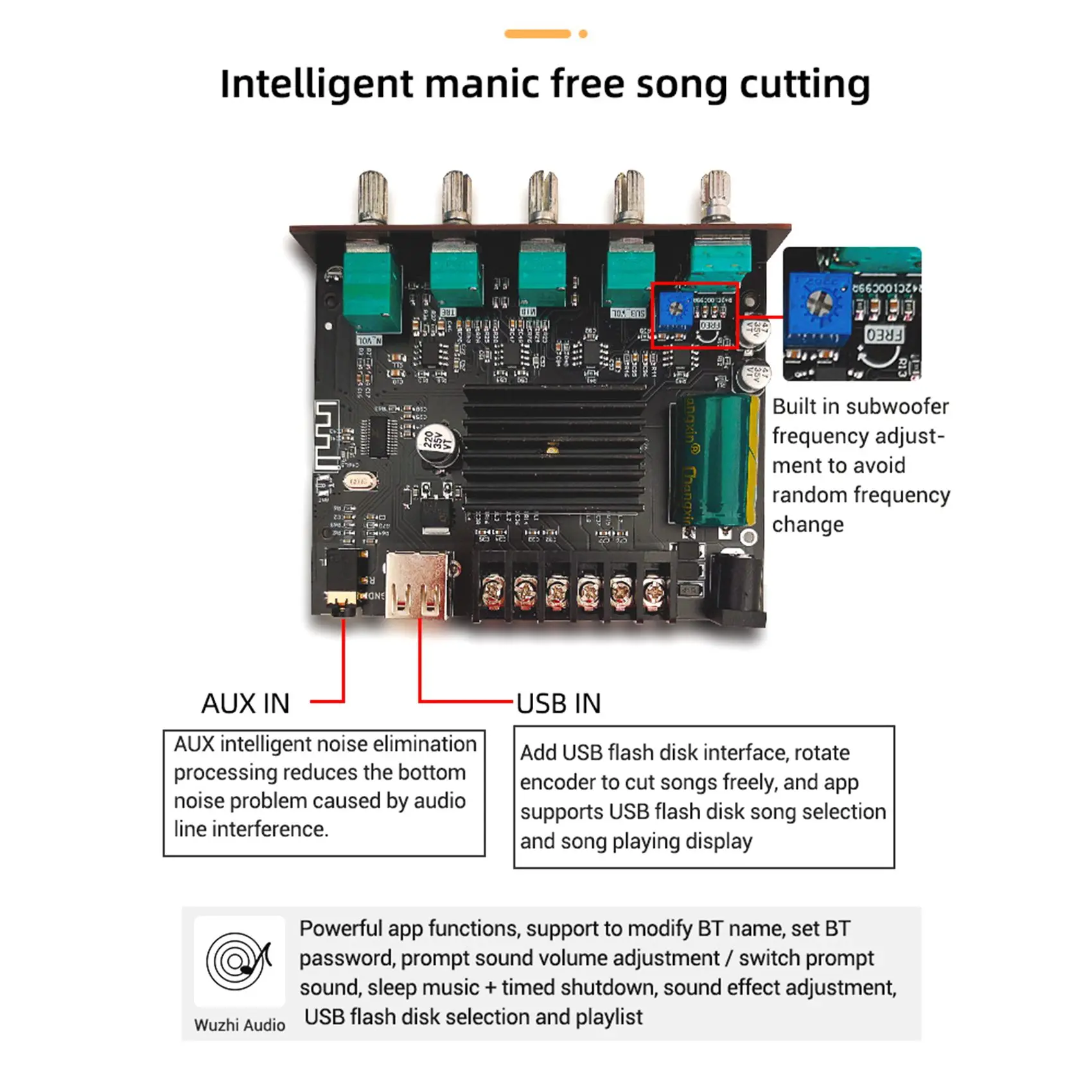 -MT21S 2x50W+100W 2.1 Channel Subwoofer Digital Power Amplifier Board AUX 12V 24V Audio Stereo Bluetooth 5.1 Bass