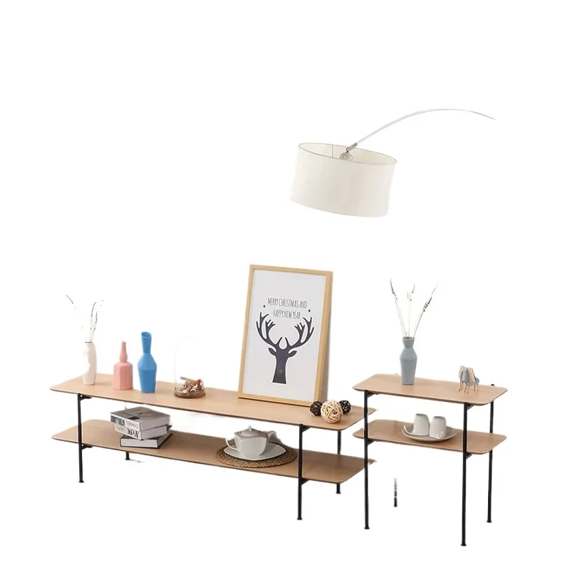 

Modern simple bookshelf small apartment TV cabinet storage Nordic hollow light luxury shelf floor cabinet