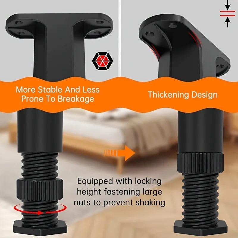 6Pcs Adjustable Bed Support Legs 5.31-8.66 Inch Heavy-Duty Plastic Furniture Slats for Sofa Dresser Bed Frame Anti-Slip Grip image 4