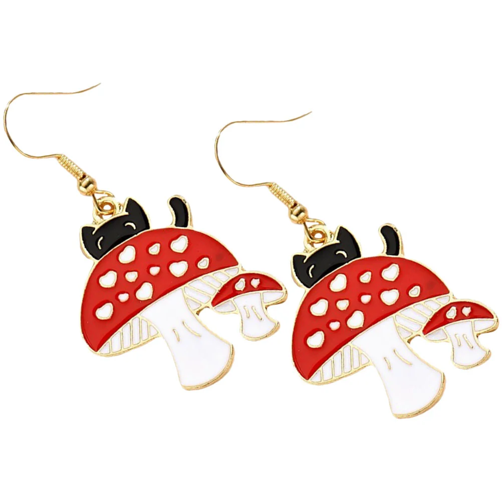 

1 Pair Mushroom Dangling Earrings Cat Mushroom Earrings Gift for Women Daughter Wife mushroom earrings for women