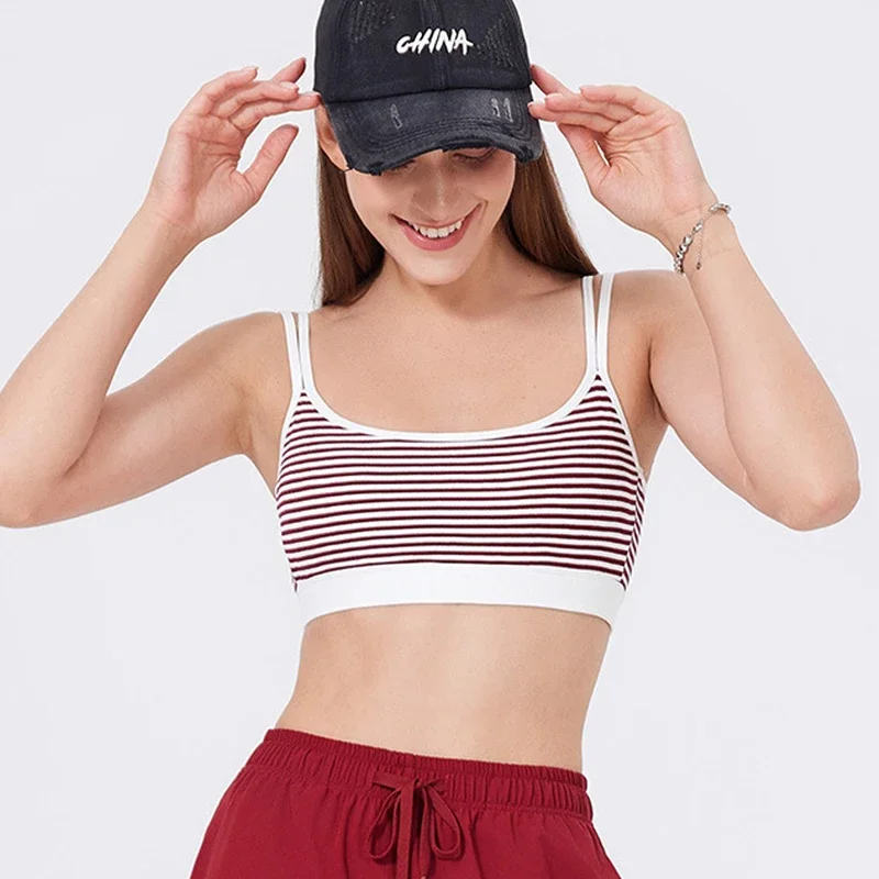 Women Fitness Yoga Bra Buttery Soft Striped Sports Underwear Breathable Quick Dry Gym Crop Top Female Sportswear Workout Clothes