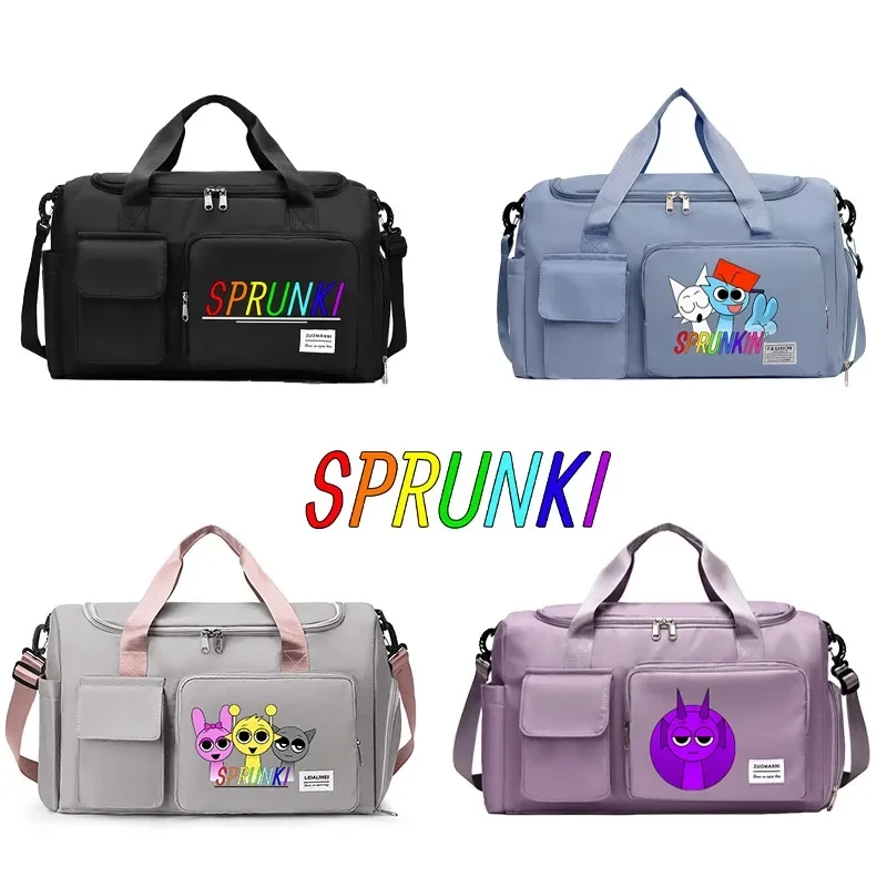 Sprunki Printed Women Travel Bag Multiple Pockets Waterproof Gym Sports Bags Fitness Handbag for Men Storage Pouch Shoulderbag