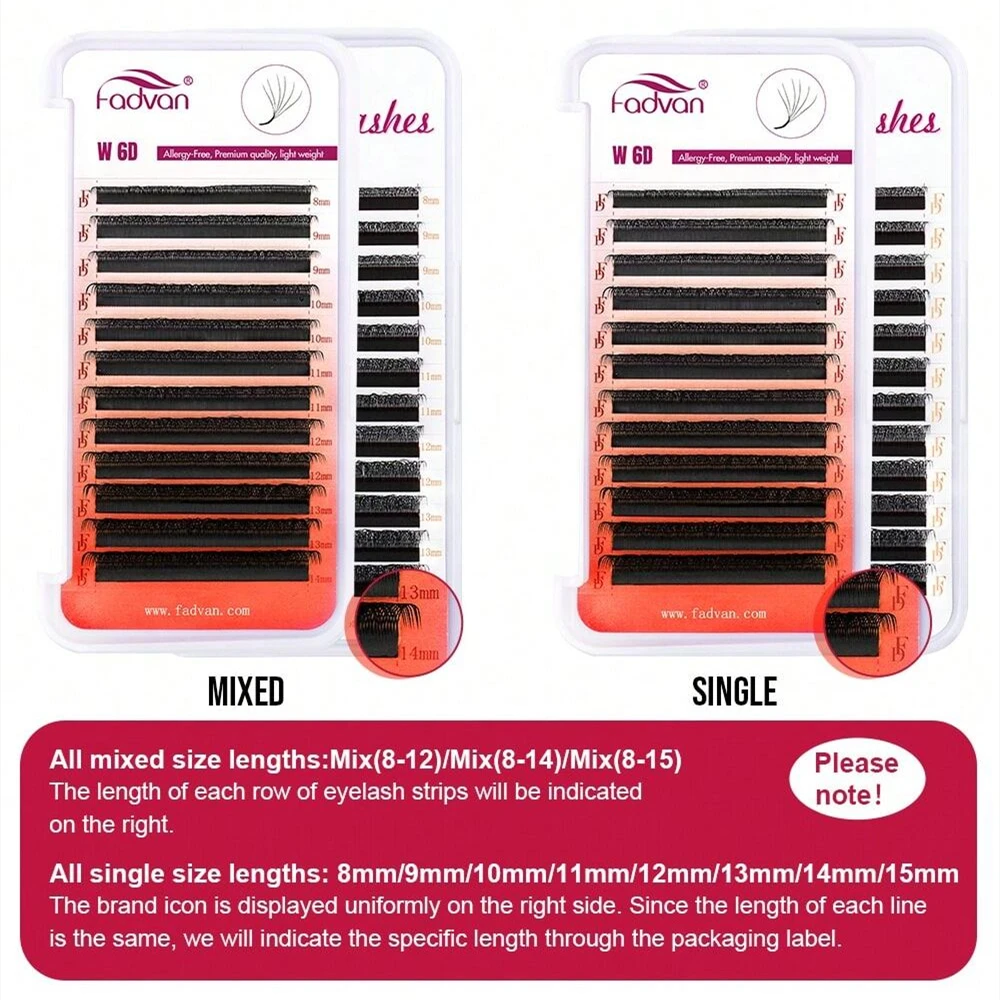 FADVAN nuevas extensiones de pestañas rizadas C/D en forma de 6D-W 0,07mm pestañas postizas profesionales naturales suaves pestañas de visón sintético de alta calidad