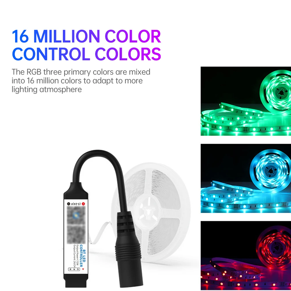 Красочная RGB-лента, умный контроллер, Bluetooth-совместимый контроллер для RGB-ленточных светильников, умное управление через приложение, 5 В постоянного тока, 12 В, 24 В