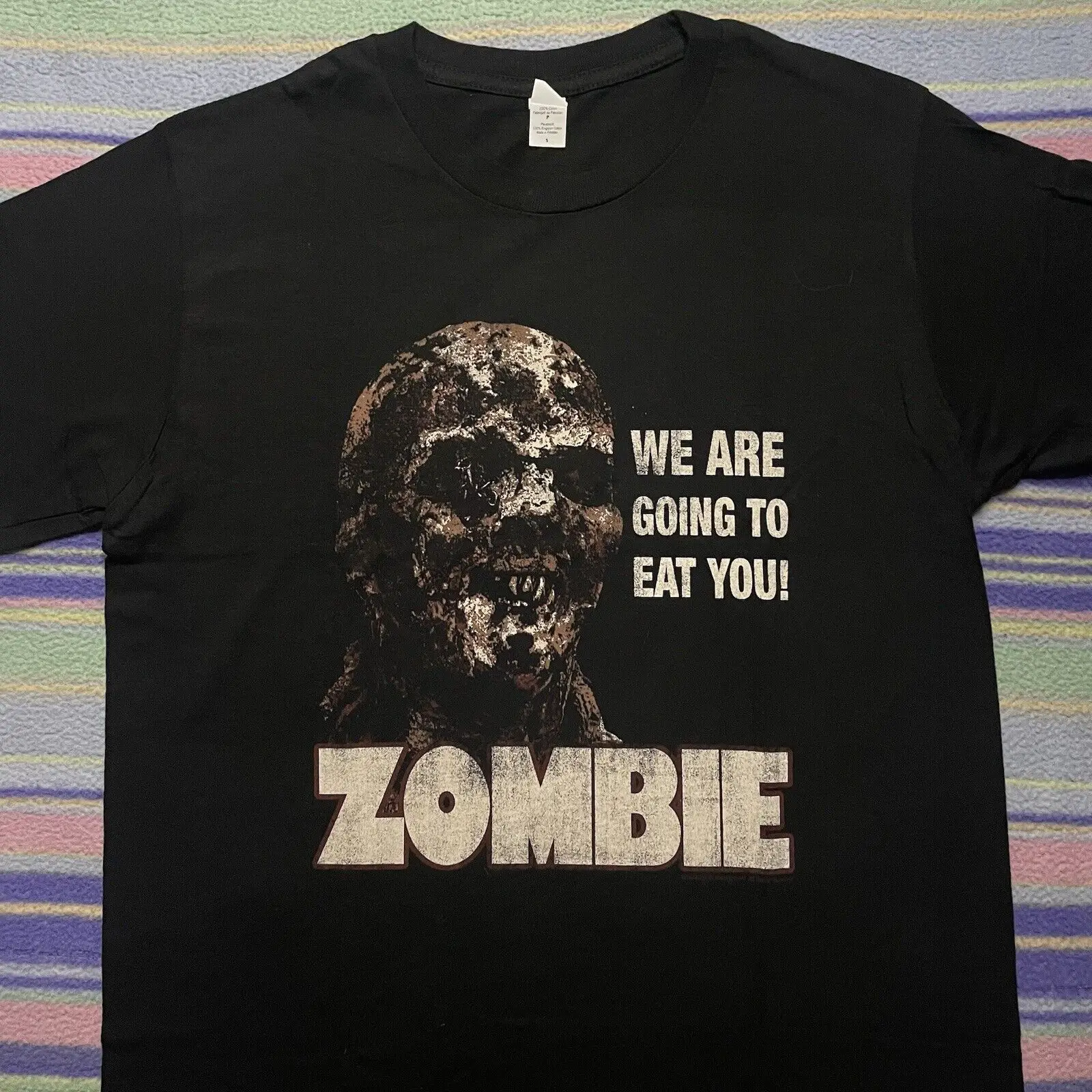 LUCIO FULCI T-Shirt ZOMBIE Small Italian Horror Movie WE ARE GOING TO EAT YOU