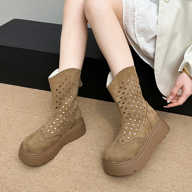 Women Platform Cool Boots Sandals Flats Sneaker Summer Hollow Sandals 2026 Trend Walking Sport Shoes Causal Zip Mujer Zapatos