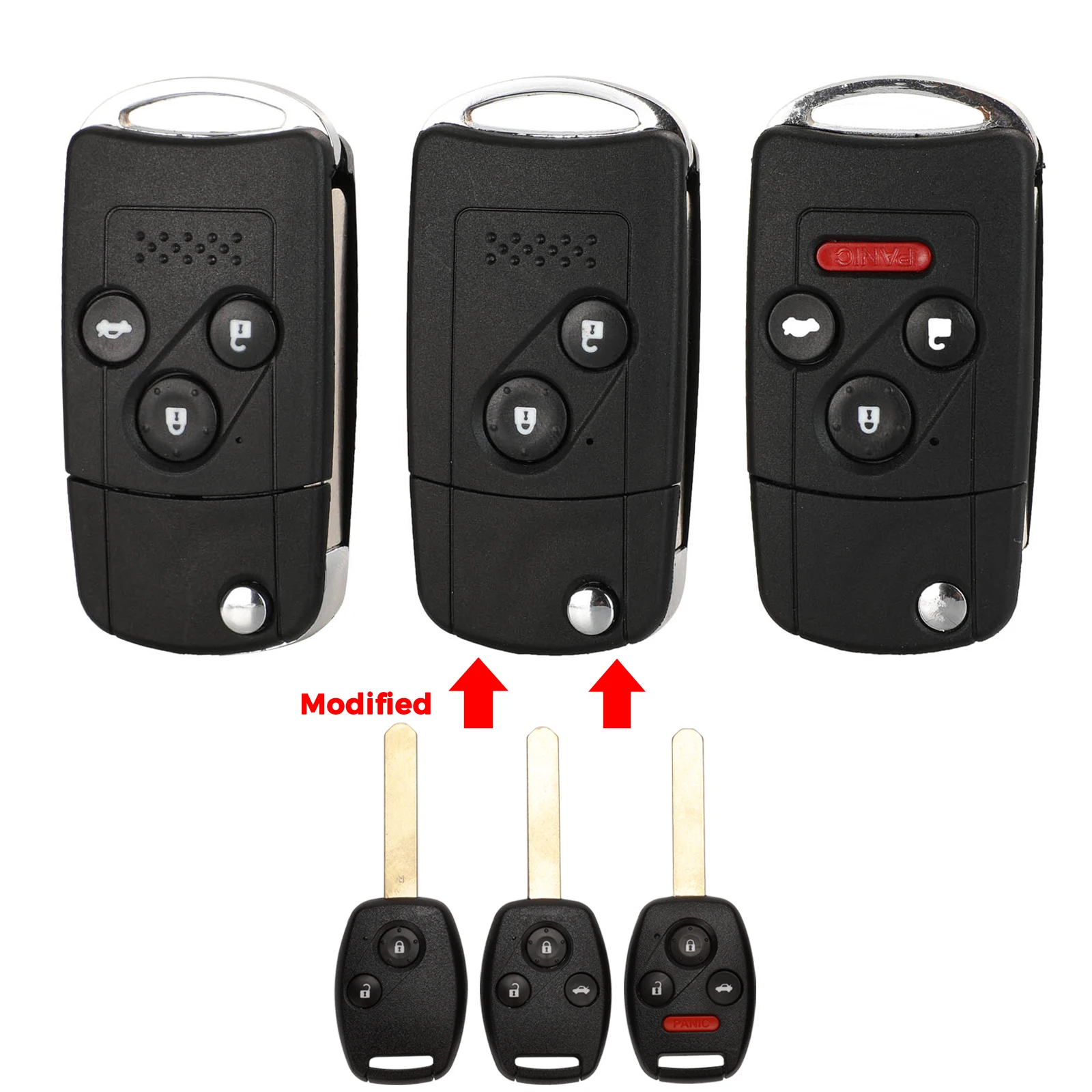 Bilchave 2/3/4 Buttons Modified Folding Remote Car Key Shell FOB Case For HONDA Accord Civic CRV Pilot With Blade Replacement