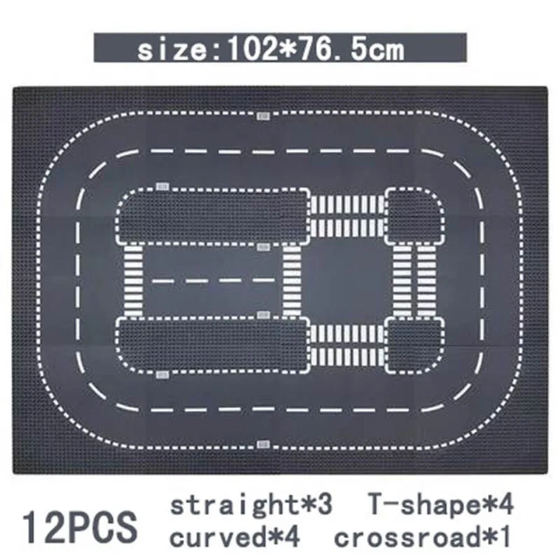 City Road Street Baseplate Straight Crossroad Curve T-Junction Building Blocks Base Plates Construction for Children Kids