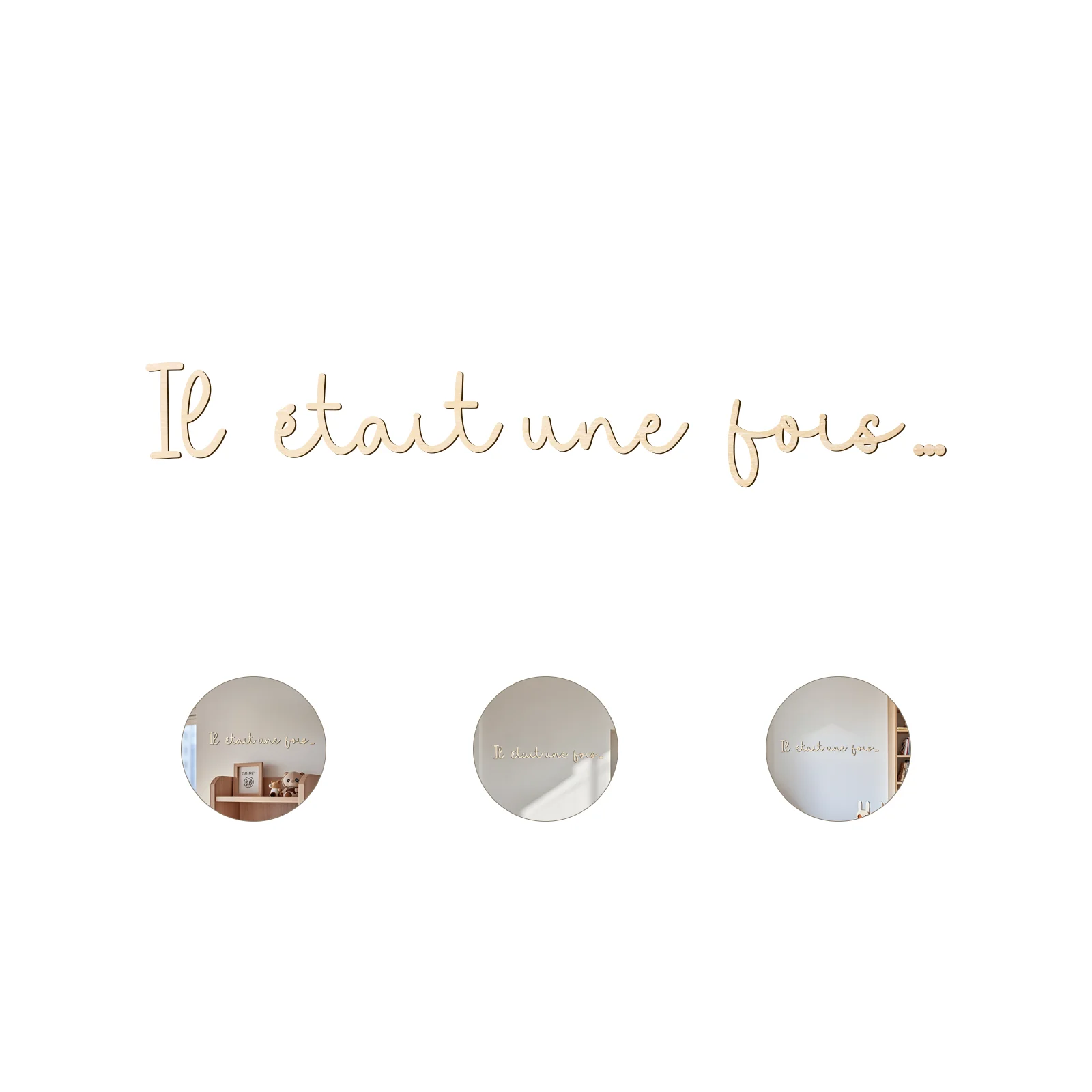 French Il Était Une Fois Wooden Wall Sign - Fairy Tale Nursery Decor, Kids Room Art, Storybook Themed Letters (6-Piece Set)
