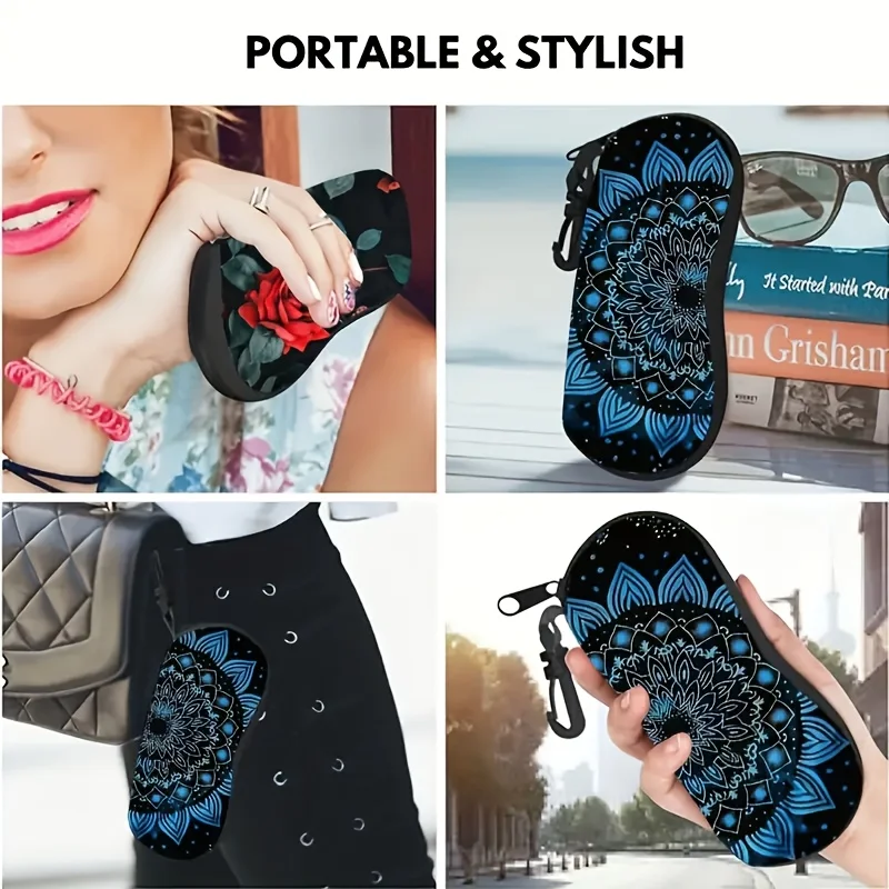 1pc Men' & Women' Neoprene Eyeglass Case Compatible for Glasses/Goggles - Soft Durable Scratch-Resistant Eyewear Holder
