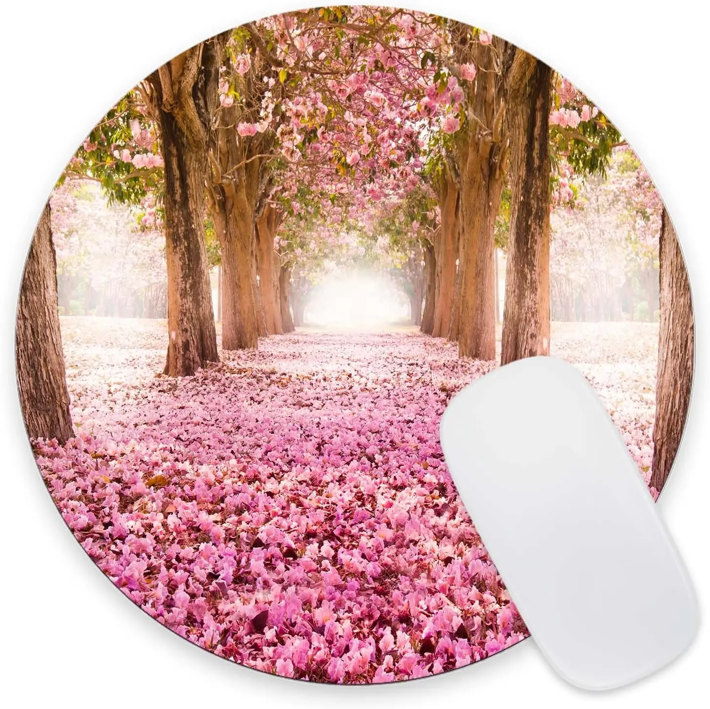 Moderate thickness Rectangular mouse Round Mouse Pad, Pink Flower Tree Customized Premium-Textured Mouse Mat,Washable Mousepads
