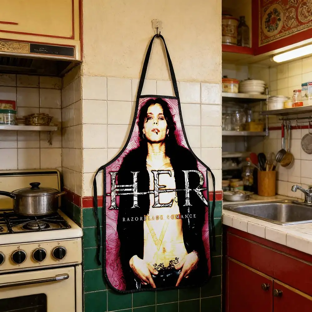 

Винтажный фартук с креативным принтом в стиле рок-группы H-HIM, водонепроницаемый, без рукавов, милый кухонный фартук для женщин и мужчин, оригинальный подарок